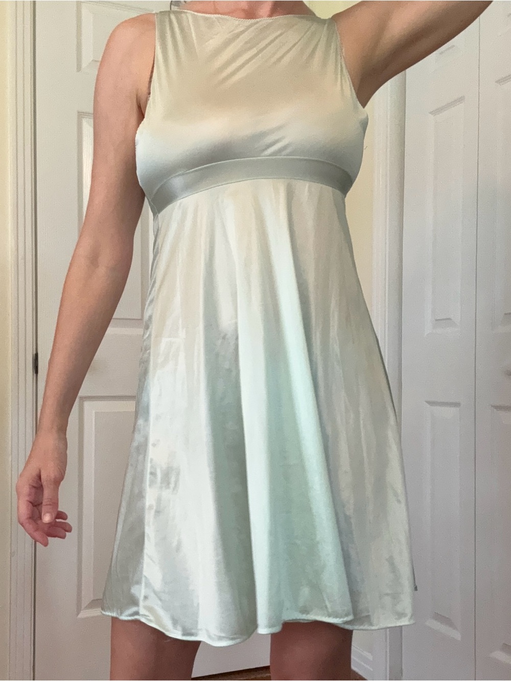 Satin Light Green Back-Tie Sleep Chemise
